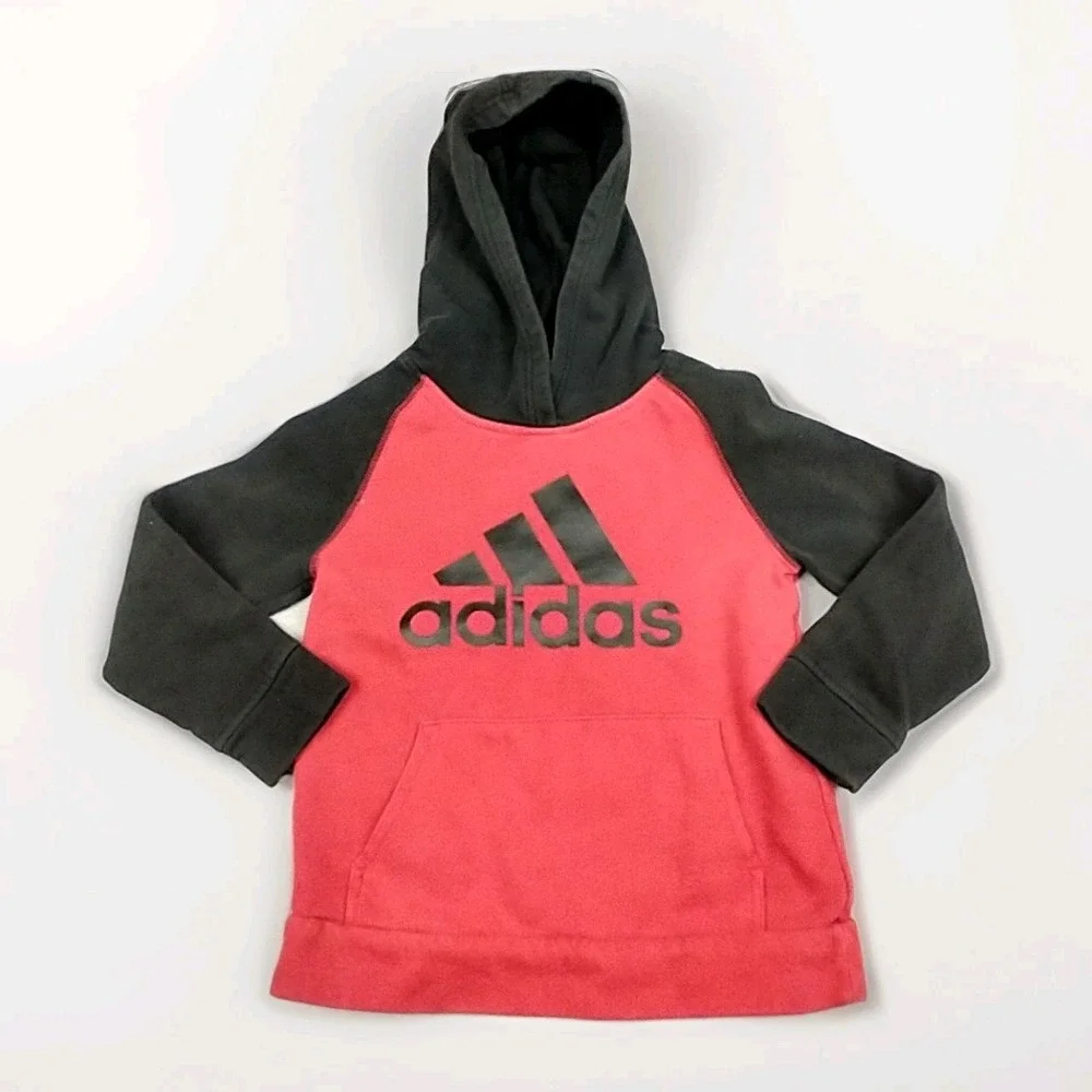 Adidas Hoodie Youth Sweatshirt - Three Stripes - Size 7‎ - Red & Black Boys